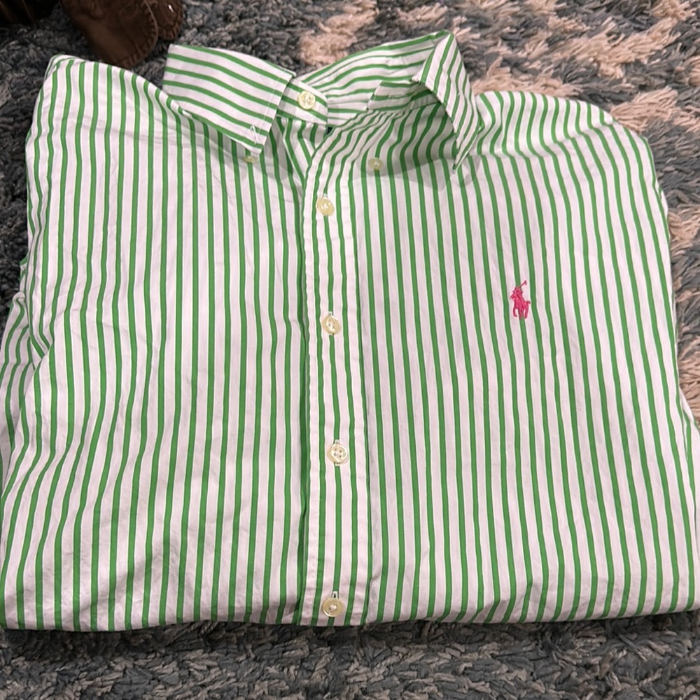 Ralph Lauren Green Striped Men's Shirt